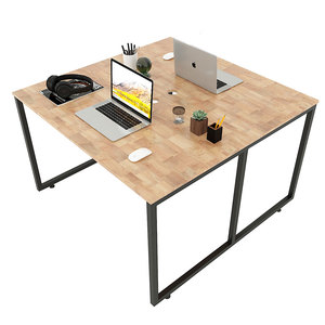 Escritorio Modular HBMN011 para 2 Personas, 120x120cm, Diseño Moderno Minimalista en Forma de L, Madera de Caucho con Patas de Montaje, para Oficina en Casa - Product Image 1