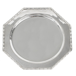 Assiette de présentation en acier inoxydable argenté de qualité supérieure, avec bordure ornée, design métallique, pour la restauration et les événements - Product Image 6