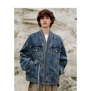 แจ็กเก็ตผ้ายีนส์คอวีผ้าลูกไม้ทรงหลวมแหวกแนวแฟชั่นใหม่ฤดูใบไม้ร่วง - Product Image 2