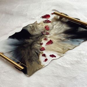 Plato de resina hecho a mano, diseño colorido contemporáneo, ideal para fiestas, reuniones, entretenimiento o arreglos festivos en el hogar - Product Image 4