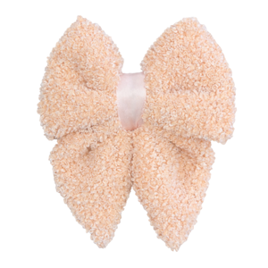 Pink Teddy Fleece Sailor <b>Bow</b> for <b>Dogs</b> Soft Plush Pet Collar Accessory Warm Cozy Attachment - Product Image 1