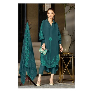 La mayoría de las ventas de bordado pesado y trabajo de corte superior inferior con trabajo pesado Dupatta disponible en cantidad a granel de La India - Product Image 1