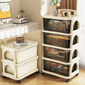 Étagère de rangement mobile multi-niveaux en plastique pour poussette, idéale pour les articles de bébé, les collations et les jouets - Convient pour la cuisine, le salon et la chambre - Product Image 1