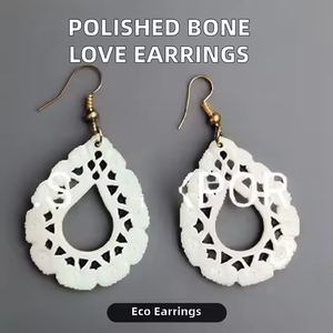 Pendientes de hueso real hechos a mano para mujer, joyería de arte popular étnico, pulido natural, alta calidad estándar de la India - Product Image 2