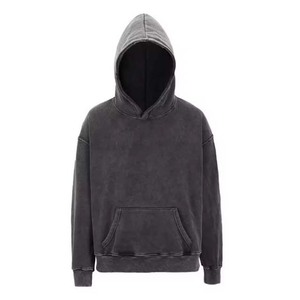Basics Heavyweight 100% algodón lavado con ácido pulóver bordado de gran tamaño sudaderas con capucha para hombre 2XL sudaderas con capucha de lana de alta calidad todas las tallas - Product Image 1