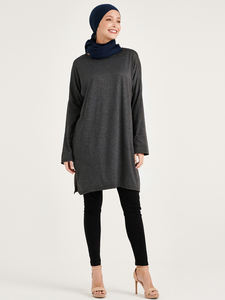 Chemisier Elya pour femmes OEM de haute qualité, décontracté, couleur unie, soie polyester, manches longues et amples, vêtements indiens pakistanais à imprimé ethnique - Product Image 2