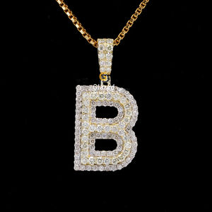 Joli pendentif alphabétique Hip Hop en argent sterling 925 et diamants ronds en moissanite taille brillant pour unisexe - Product Image 2