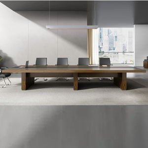 Grande table de réunion rectangulaire pour bureau avec prises de courant - Product Image 3