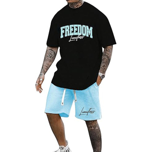 ชุดเซ็ตเสื้อยืดและกางเกงขาสั้นลำลองสำหรับผู้ชายฤดูร้อน ระบายอากาศได้ดี น้ำหนักเบา กันลม ไซส์ใหญ่ 2 ชิ้น - Product Image 5