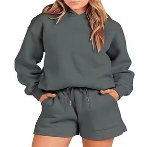 Costume femme 2 pièces sweat à capuche coton t-shirt et ensembles courts été t-shirt et short ensemble pour unisexe logo personnalisé nouveau Design - Product Image 6