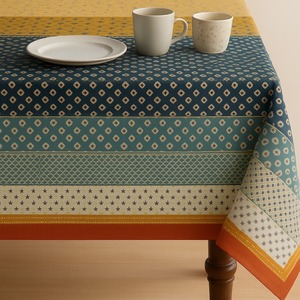 Hecho a mano 100% algodón bloque impreso mantel floral Pavo Real diseño con borde azul 60x90 pulgadas - Product Image 6