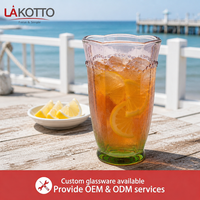 Verre à eau LAKOTTO bicolore pulvérisé 450 ml avec bordure à pétales perlés pour hôtels et cafés, verrerie de restaurant, logo personnalisé