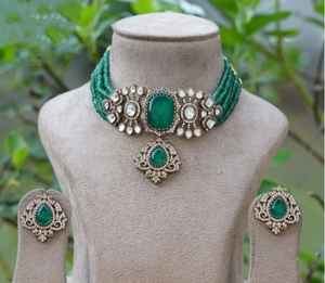 Elegante collar gargantilla y pendiente conjunto para mujer collar declaración | Collar diseñador | Collar nupcial - Product Image 2