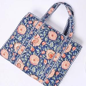 Hand Block Printed <b>Zipper</b> Closure Lightweight Summer Winter Lady Bohemian Vintage Fashion <b>Tote</b> <b>Bag</b> - Product Image 1