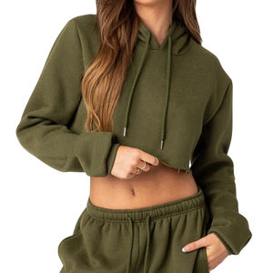 Nueva Sudadera Corta con Capucha Personalizada para Mujer, Sudadera con Capucha de Color Personalizado con Bolsillos Delanteros, 100% Algodón, Antibolitas y Transpirable - Product Image 2