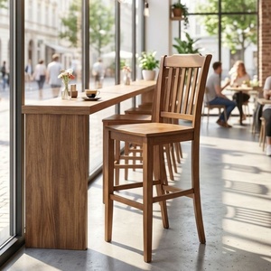 Bar Chair Cheap Bar Furniture Teak Wood Bar Stool for Dining Room Furniture Dining Chair Restaurant Chair Cafe Chair - Product Image 1
