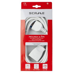 Electrical <b>Extension</b> Cord 5m H05VV-F 3x1 Mmq (16A 2P+T) White PP0385R Cable and Wires - Product Image 2