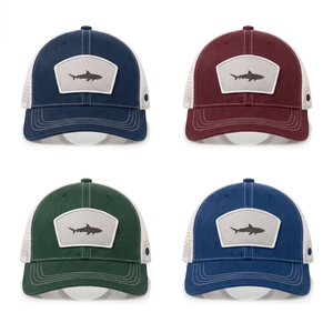 หมวกแก๊ปทรง Trucker 6 แผง ป้ายทอแบบกำหนดเอง ปีกโค้ง ผ้าฝ้าย ปรับขนาดได้ ด้านหน้าเป็นโครงสร้าง หมวกตกปลา ปั่นจักรยาน กิจกรรมกลางแจ้ง - Product Image 1