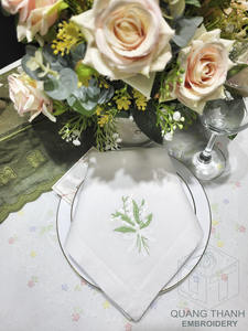 En Stock, servilleta de cena bordada de Lily Valley blanco, mantel de algodón lavable de alta calidad desechable para eventos de Hotel en casa - Product Image 4