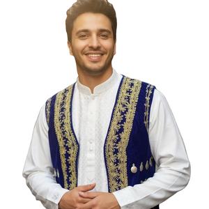 เสื้อกั๊กผู้ชายแบบไม่มีแขน งานฝีมือแบบดั้งเดิมของชาวอัฟกัน สำหรับฤดูร้อน ผลิตจากโพลีเอสเตอร์/ผ้าฝ้าย เหมาะสำหรับงานแต่งงาน งานเทศกาล และงานพิเศษ - Product Image 1