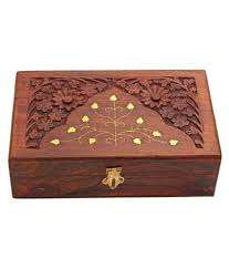 Boîte de rangement en bois rectangulaire faite à la main en bois d'acacia écologique avec travail en laiton de haute qualité pour la décoration intérieure - Product Image 5