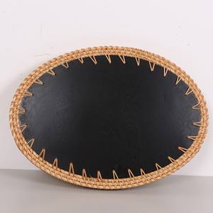 Bandeja de Servicio Ovalada de Nácar Sostenible con Ratán, Diseño de Mosaico Azul, Proveedor Mayorista para Mesa de Comedor de Cocina - Product Image 6