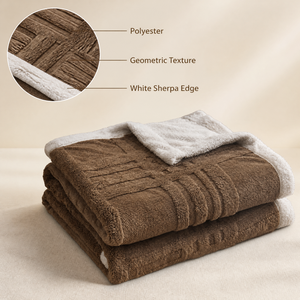 Manta de felpa cálida de doble cara reversible de Polonia, suave forro polar marrón taupe para cama, entrega rápida en la UE - Product Image 4