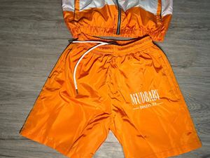 Wholesale Custom <b>Men's</b> Two-Piece Nylon <b>Zip</b> Windbreaker <b>Shorts</b> Jacket Set Streetwear Solid Pattern Contrast Color Tracksuit - Product Image 3