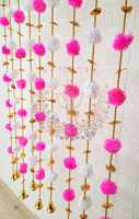 Corde artificielle de jasmin avec décor central de fleur de Lotus cordes à la main Toran tenture murale porte décor suspendu, pièce maîtresse