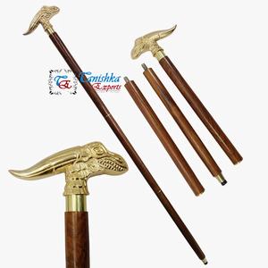 Canne de marche en bois plaquée or avec poignée en laiton massif Tanishka Exports pour hommes et femmes, style victorien fait main, objet de collection - Product Image 2