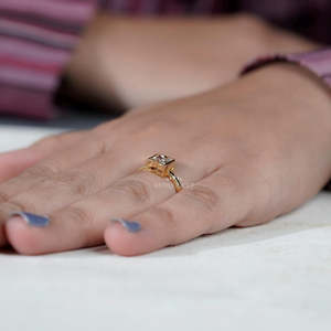 N Letter Lab Grown Yellow Gold <b>Diamond</b> <b>Ring</b> Bezel Engagement <b>Ring</b> - Product Image 6