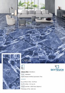 Fabricante y exportador indio de porcelana pulida de calidad italiana, azulejos esmaltados para suelos y paredes, diseños de color azul de - Product Image 4