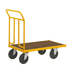 Series 144 Yellow <b>Platform</b> <b>Trolley</b> Four-Wheel Industrial Shopping Cart with Customizable Frame OEM Support - Product Image 1
