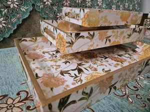 new design luxury Colorful Enamel Printed <b>Tray</b> Set for Living Room Display, Snacks, and Decorative Usefrom india - Product Image 2