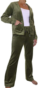 Stylish Ladies <b>Plus</b> <b>Size</b> Winter Hooded <b>Velour</b> <b>Tracksuit</b> Solid Full Sleeve Fashionable Gym Wear Outdoor Active Lifestyle - Product Image 5