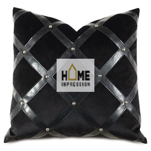 Venta al por mayor, diseño moderno, diseño de línea de corte en blanco y negro para cojín, cojín de tela elegante, cojines de diseñador hechos a mano de lujo - Product Image 1