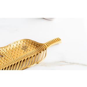 IndianArtVilla Laiton Finition Antique Laque Finition Mat Feuille Coupe Design Plateau Décoratif, Décoration Intérieure pour les Occasions Spéciales - Product Image 4