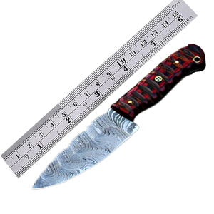Couteau à lame fixe en acier damas fait à la main de taille personnalisée manche en bois de couleur gaine en cuir en acier à haute teneur en carbone couteau d'épineuse OEM - Product Image 6