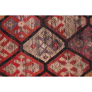 2.8x13.9 ft Rug, Vintage Turkish Rug, <b>Red</b> Brown Ombr <b>Wool</b> Rug - Product Image 5