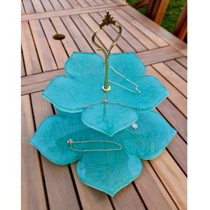 Présentoir de service de gâteau en résine époxy structurée très décoratif Vente chaude Prix abordable le moins cher Supports de gâteau à thème floral - Product Image 1