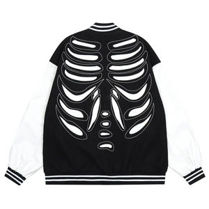 Chaqueta de calle estilo Skelton OEM para hombre, chaqueta universitaria de lana personalizada de calidad superior con cuello levantado, manga larga, cálida y transpirable - Product Image 5