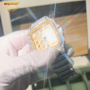 <span class=keywords><strong>Reloj</strong></span> <span class=keywords><strong>de</strong></span> Lujo Personalizado <span class=keywords><strong>de</strong></span> Alta Calidad para Hombre, con Cristal <span class=keywords><strong>de</strong></span> Hielo VVS Moissanite, Estilo <span class=keywords><strong>Cartier</strong></span>, Caja Cuadrada Mecánica, Envuelto, 40 mm, Estilo Hip Hop - Product Image 2