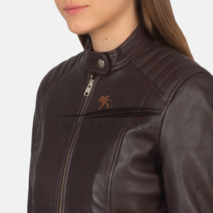 Belles vestes d'hiver matelassées en cuir véritable pour femmes longues imprimées tricotées personnalisées avec logo - Product Image 6