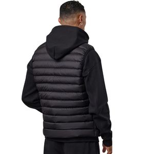 Gilet à capuche noir sans manches, veste légère isolée, chauffe-corps, logo frontal pour hommes et femmes, décontracté, extérieur, toutes saisons - Product Image 2