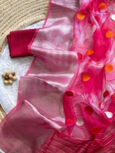 La última organza con lunares y tejido Zari Sari mujer fabricante de moda y proveedor de Surat al precio más bajo - Product Image 6