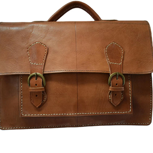 กระเป๋าเอกสารหนังแท้สไตล์วินเทจพร้อมลวดลายเรขาคณิต - Product Image 1