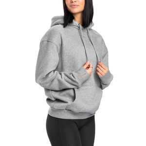 Unisex Plain Pullover <b>Hoodie</b> Heather Grey Gray Drawstring Hood Kangaroo Pocket Basic Casual Streetwear Outerwear - Product Image 3