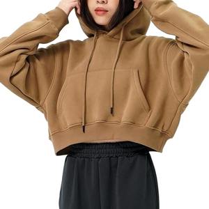 เสื้อครอปมีฮู้ดสำหรับผู้หญิงผ้าฝ้ายเทอร์รี่มีฮู้ดปรับแต่งได้เสื้อผ้าแนวสตรีทพลัสไซส์ - Product Image 2