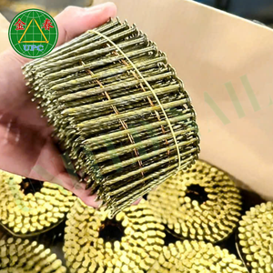 Clous de palette en bobine 1-1/4 "X 0.083 14000pcs tête à carreaux plaquée jaune chromate de zinc de qualité industrielle lisse/vis/anneau - Product Image 2