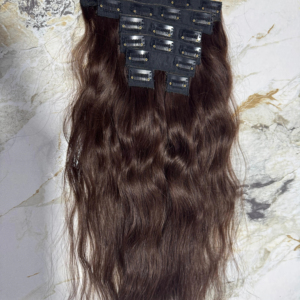 Extensiones de cabello humano real con clip recto negro natural para mujeres estilo de onda profunda extensiones de clip fáciles de poner - Product Image 1